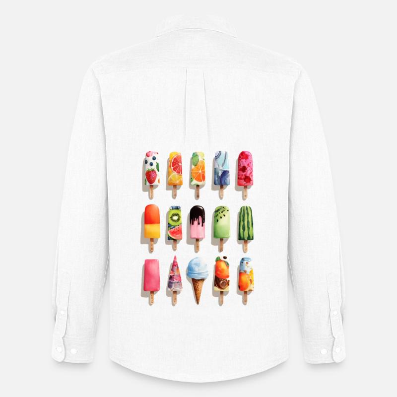 Bunte Eissorten  - Männer Oxford Hemd von Stanley/Stella - Weiß