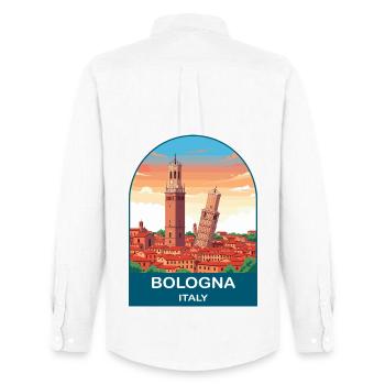 Bologna, Italien Vintage-Reiseplakat-Kunst - Männer Oxford Hemd von Stanley/Stella - Weiß - Hinten - AI Model Male 185 dark (185cm)