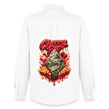 Kirschkuchen-Graffiti-Druck - Männer Oxford Hemd von Stanley/Stella - Weiß - Hinten - AI Model Male 185 dark (185cm)