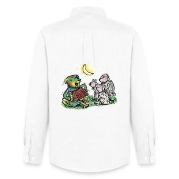 Chien de berger avec accordéon au clair de lune - Chemise Oxford homme Stanley/Stella - blanc - Dos - AI Model Male 185 dark (185cm)
