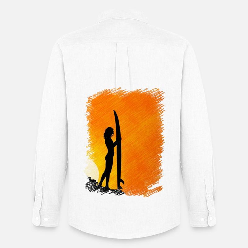 Surfen - Männer Oxford Hemd von Stanley/Stella - Weiß