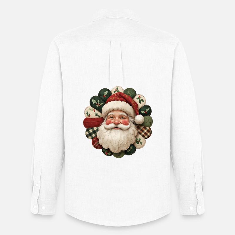 Patchwork Weihnachtsmann Motiv - Männer Oxford Hemd von Stanley/Stella - Weiß