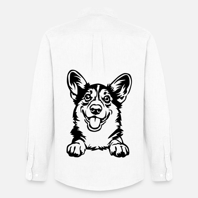 Welsh Corgi Kopf - Männer Oxford Hemd von Stanley/Stella - Weiß