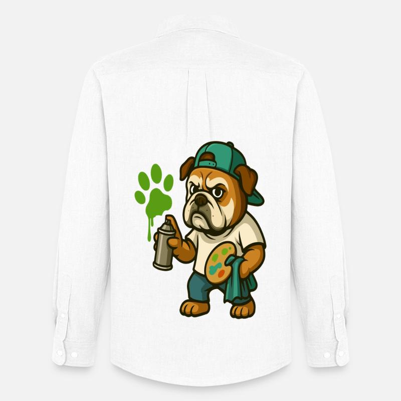 Graffiti-Bulldoggen-Maskottchen mit Sprühfarbe - Männer Oxford Hemd von Stanley/Stella - Weiß