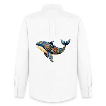 Save the Whale - Men's Oxford Shirt by Stanley/Stella - white - Back - AI Model Male 185 dark (185cm)