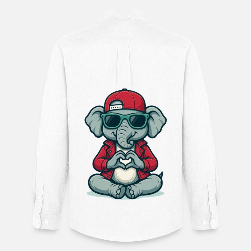 Herz-Elefant mit Style - Männer Oxford Hemd von Stanley/Stella - Weiß