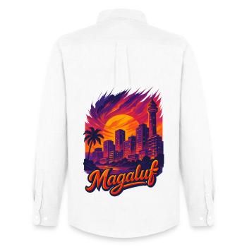 Magaluf Mallorca Malle Holiday Sun Gift - Men's Oxford Shirt by Stanley/Stella - white - Back - AI Model Male 185 dark (185cm)