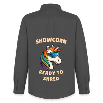 Snow Unicorn - Men's Oxford Shirt by Stanley/Stella - anthracite - Back - AI Model Male 185 dark (185cm)
