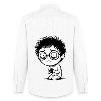 Student Coffee Fatigue Blank Gaze Manga - Men's Oxford Shirt by Stanley/Stella - white - Back - AI Model Male 185 dark (185cm)
