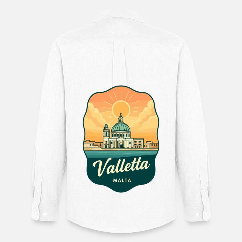 Valletta Malta Retro Sunset Reiseabzeichen - Männer Oxford Hemd von Stanley/Stella - Weiß