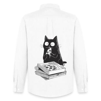 Pizza Cat - Men's Oxford Shirt by Stanley/Stella - white - Back - AI Model Male 185 dark (185cm)