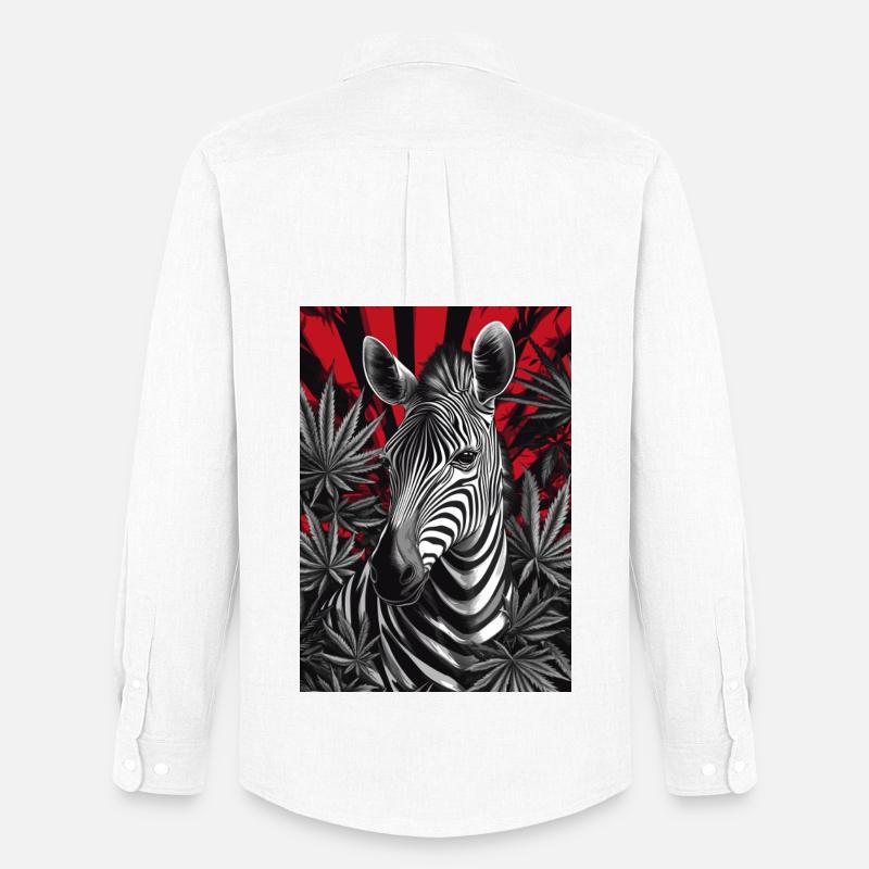 Zebra im Cannabis-Dschungel - Männer Oxford Hemd von Stanley/Stella - Weiß