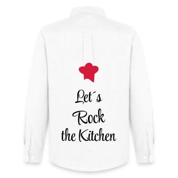 Let`s rock the Kitchen - Männer Oxford Hemd von Stanley/Stella - Weiß - Hinten - AI Model Male 185 dark (185cm)