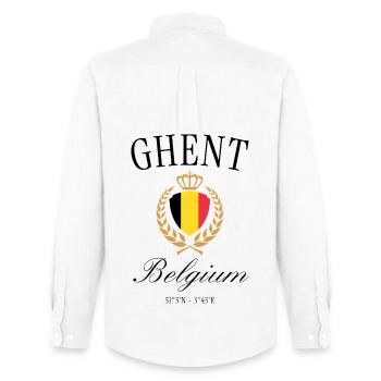 Gent Belgien Wappen Krone – Reise Souvenir - Männer Oxford Hemd von Stanley/Stella - Weiß - Hinten - AI Model Male 185 dark (185cm)