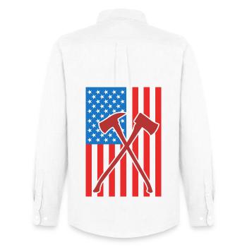 Brandbekämpfung USA Flagge - Männer Oxford Hemd von Stanley/Stella - Weiß - Hinten - AI Model Male 185 dark (185cm)