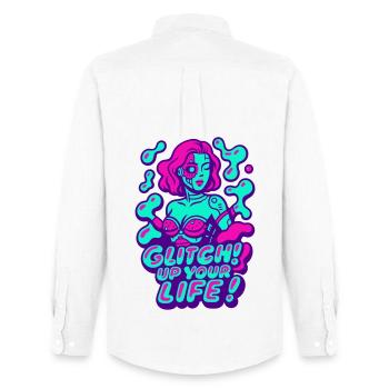 Glitch up your life! Cyborg Woman - Men's Oxford Shirt by Stanley/Stella - white - Back - AI Model Male 185 dark (185cm)