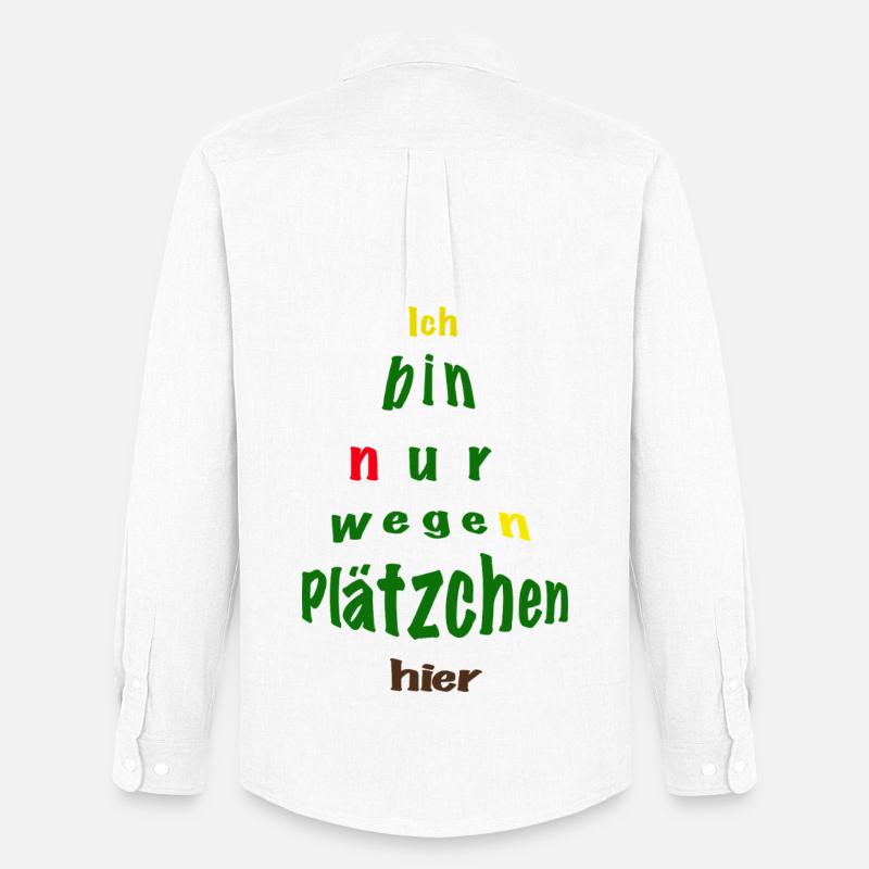 Ich bin nur wegen Plätzchen hier - Männer Oxford Hemd von Stanley/Stella - Weiß