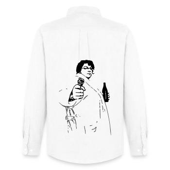 Obacht - Fille avec une arme - Chemise Oxford homme Stanley/Stella - blanc - Dos - AI Model Male 185 dark (185cm)
