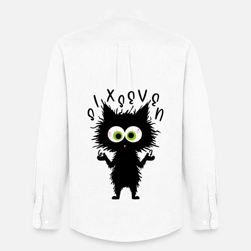 67 Meme di Funny Cat Six Seven - Stanley/Stella Camicia Oxford uomo - bianco