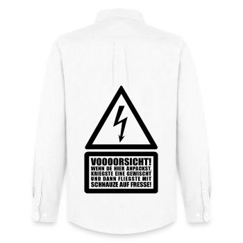 Voooorsicht ! Human Rights Attention Warning Electricity - Men's Oxford Shirt by Stanley/Stella - white - Back - AI Model Male 185 dark (185cm)