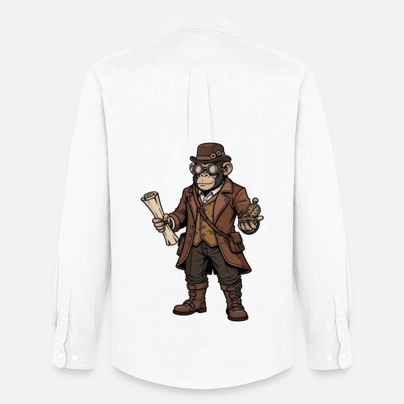 Monkey Explorer Steampunk Retro-Abenteuer - Männer Oxford Hemd von Stanley/Stella - Weiß