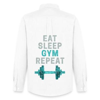 Eat Sleep Gym Repeat Fitnessstudio Bodybuilder - Männer Oxford Hemd von Stanley/Stella - Weiß - Hinten - AI Model Male 185 dark (185cm)