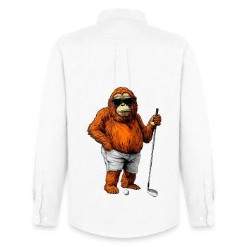 Golf Orang Utan - Männer Oxford Hemd von Stanley/Stella - Weiß - Hinten - AI Model Male 185 dark (185cm)