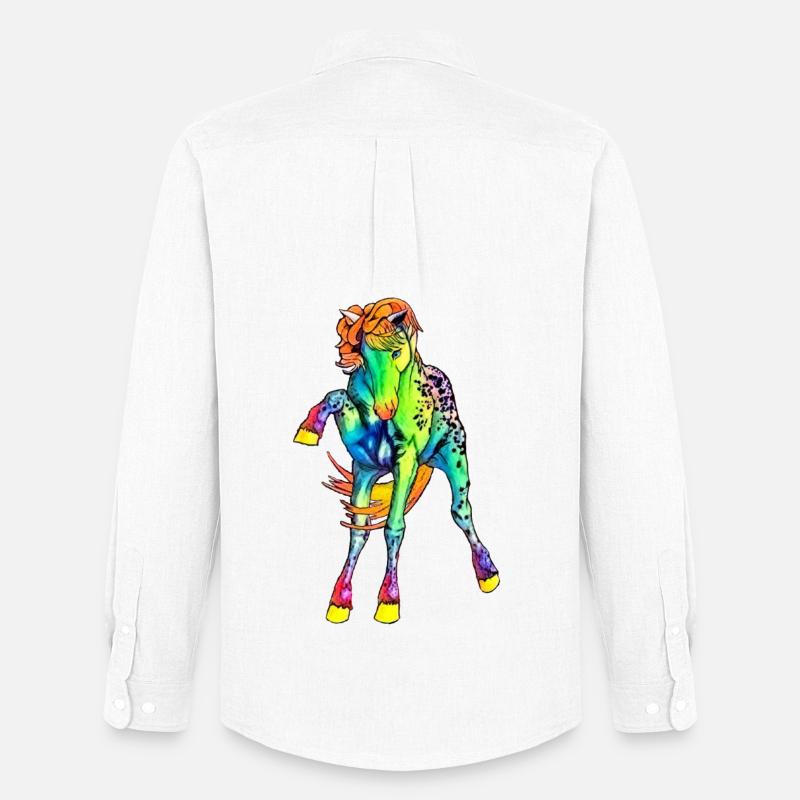 neon Pferd - Männer Oxford Hemd von Stanley/Stella - Weiß