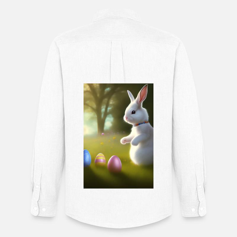 Osterhase mit Oster Eier - Männer Oxford Hemd von Stanley/Stella - Weiß