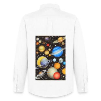 Space and planets - Men's Oxford Shirt by Stanley/Stella - white - Back - AI Model Male 185 dark (185cm)