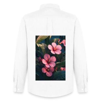 Hibiskus Pink Tropische Blütenpracht - Männer Oxford Hemd von Stanley/Stella - Weiß - Hinten - AI Model Male 185 dark (185cm)