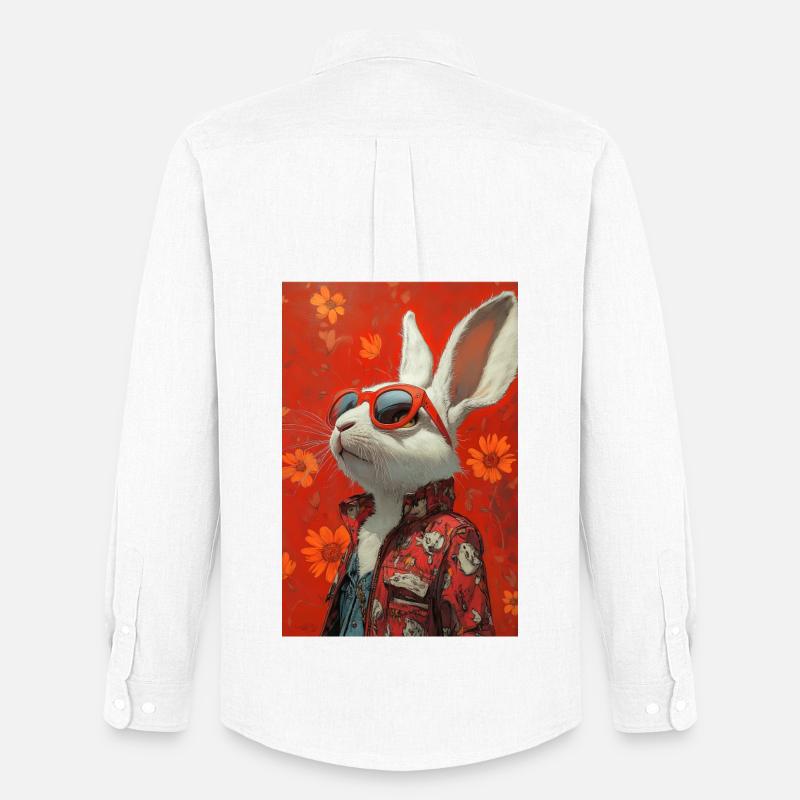 Roter Bunny mit Sonnenbrille - Männer Oxford Hemd von Stanley/Stella - Weiß