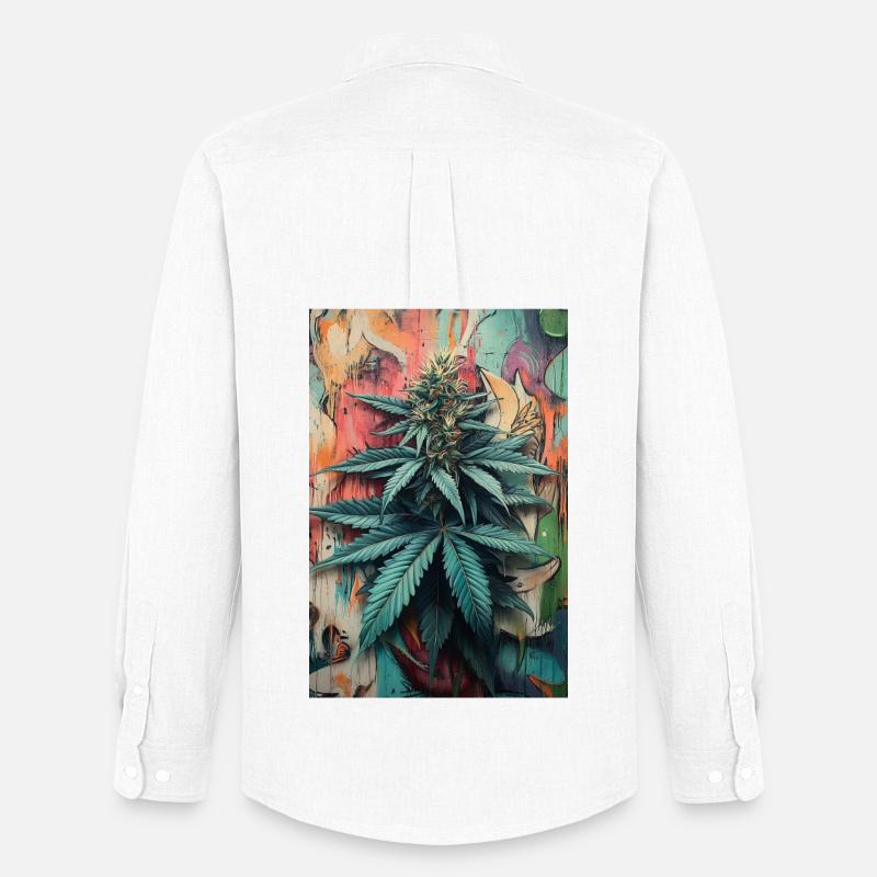 Graffiti Cannabis Blatt Kunst - Männer Oxford Hemd von Stanley/Stella - Weiß
