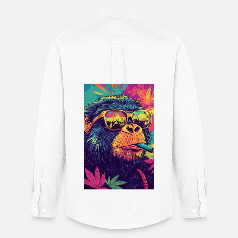 Psychedelischer Affe mit Sonnenbrille - Männer Oxford Hemd von Stanley/Stella - Weiß