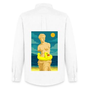 La Vénus (à la plage) - Chemise Oxford homme Stanley/Stella - blanc - Dos - AI Model Male 185 dark (185cm)