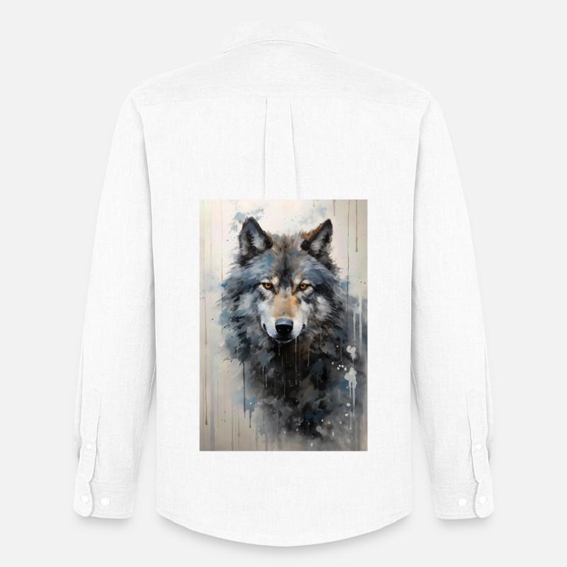 Illustration eines Wolfes - Männer Oxford Hemd von Stanley/Stella - Weiß