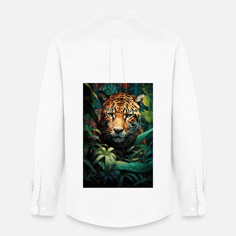 Illustration eines Jaguars - Männer Oxford Hemd von Stanley/Stella - Weiß