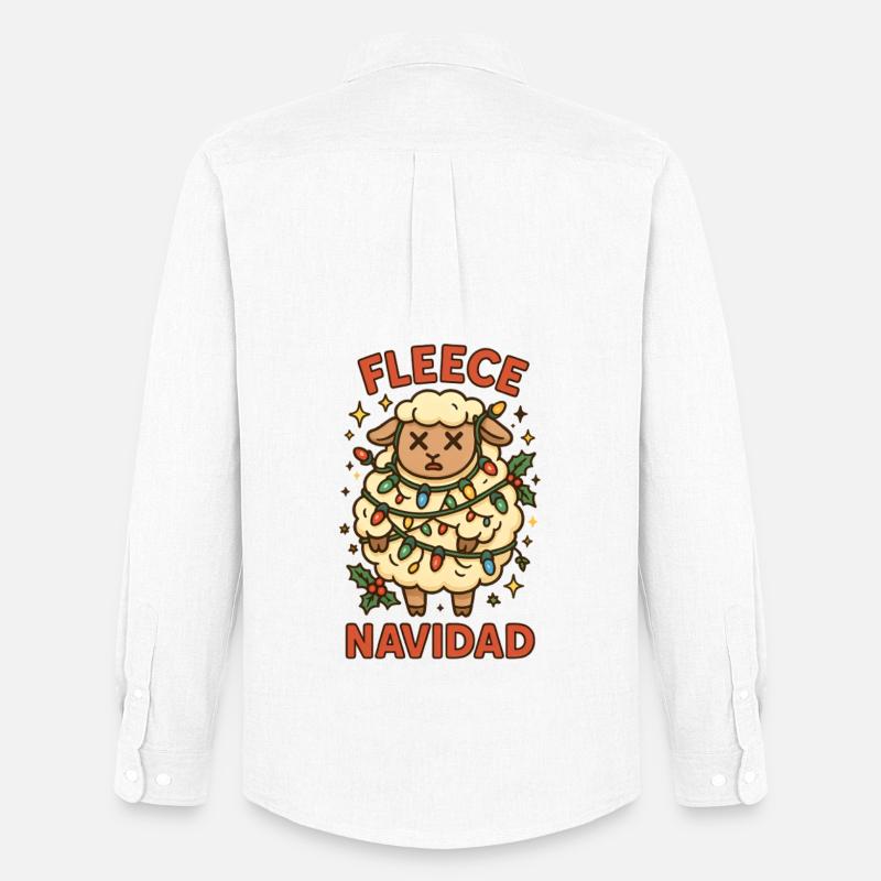 Fleece Navidad Schaf mit Lichterkette - Männer Oxford Hemd von Stanley/Stella - Weiß