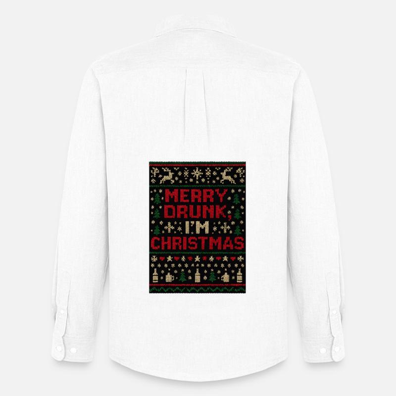 Merry Drunk I'm Christmas - Männer Oxford Hemd von Stanley/Stella - Weiß