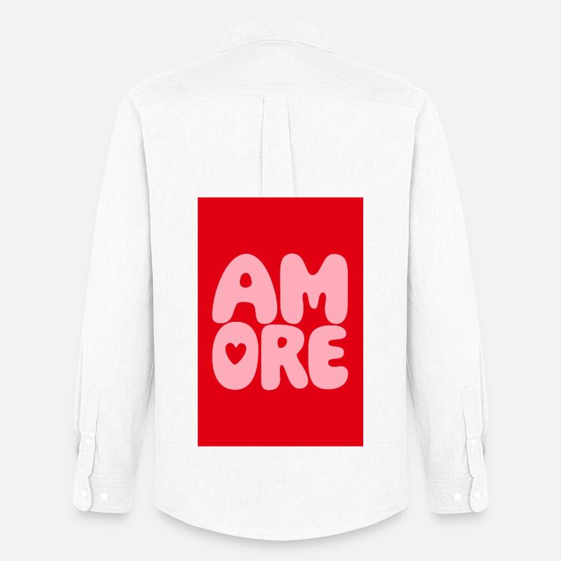 Amore Retro Bubblenschrift - Männer Oxford Hemd von Stanley/Stella - Weiß