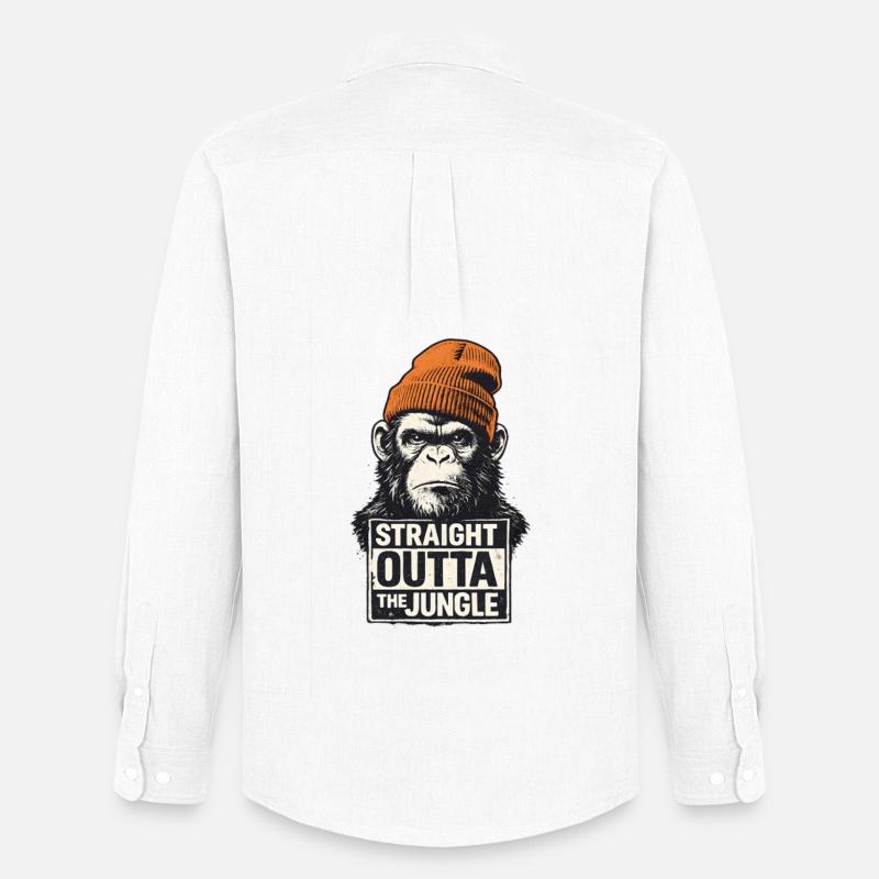 Straight Outta The Jungle Monkey - Männer Oxford Hemd von Stanley/Stella - Weiß