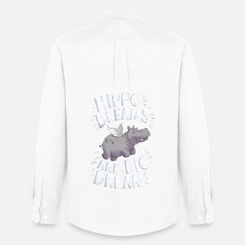 Hippo Dreams Are Big Dreams - Männer Oxford Hemd von Stanley/Stella - Weiß