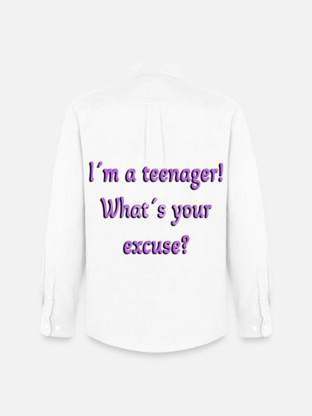 Teenager, Hvad er din undskyldning, teenagere er teenagere - Oxfordskjorte herre Stanley/Stella - hvid