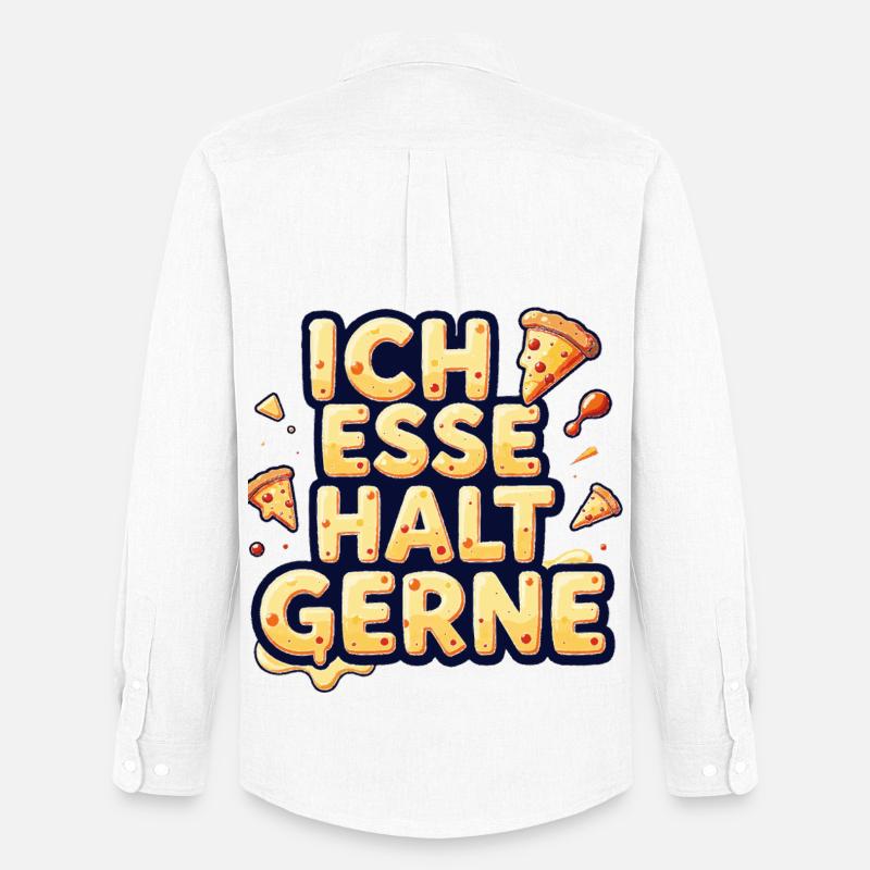Ich esse halt gerne Pizza - Männer Oxford Hemd von Stanley/Stella - Weiß