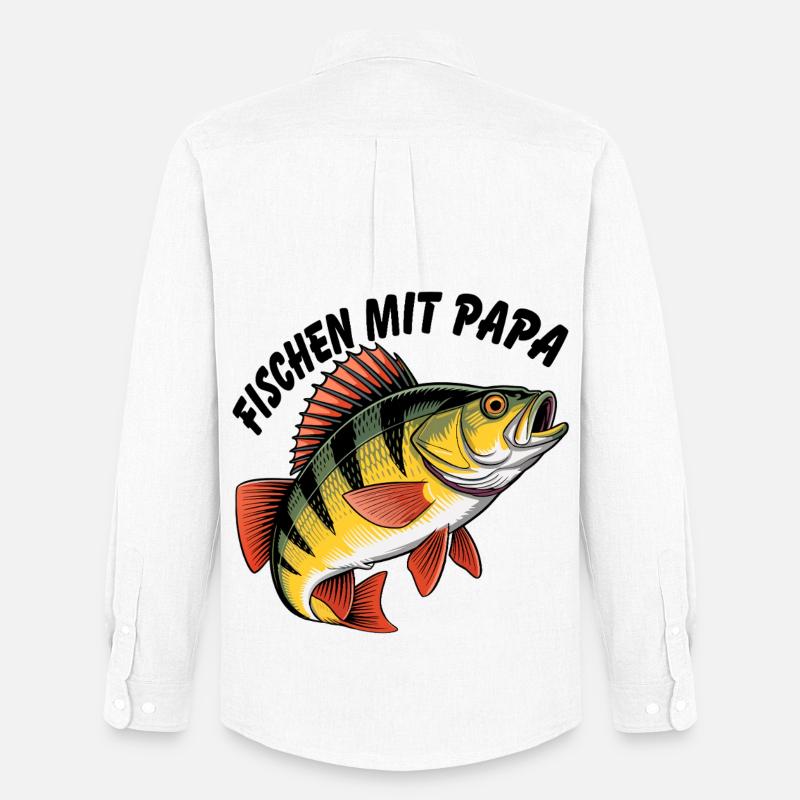 Fischen mit Papa - Männer Oxford Hemd von Stanley/Stella - Weiß