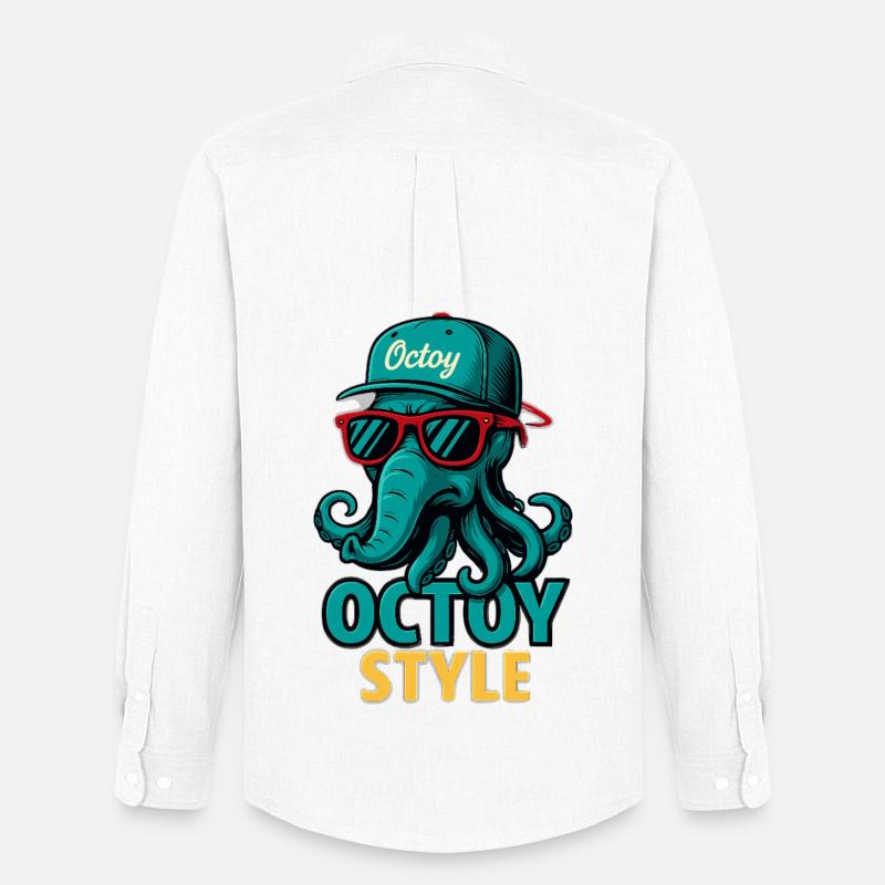 Octoy Style Oktopus Retro Cap - Männer Oxford Hemd von Stanley/Stella - Weiß