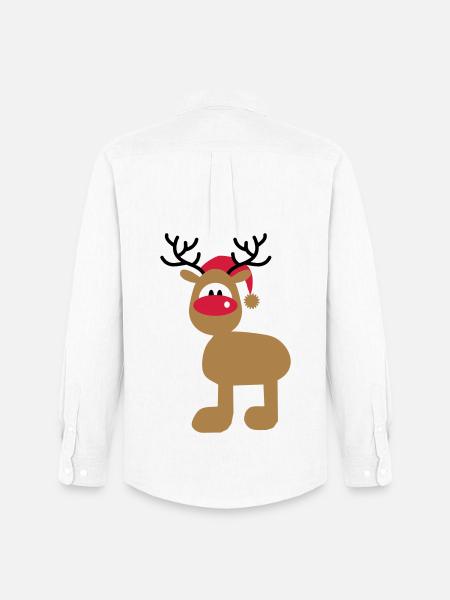 Moose with Christmas hat - Men's Oxford Shirt by Stanley/Stella - white