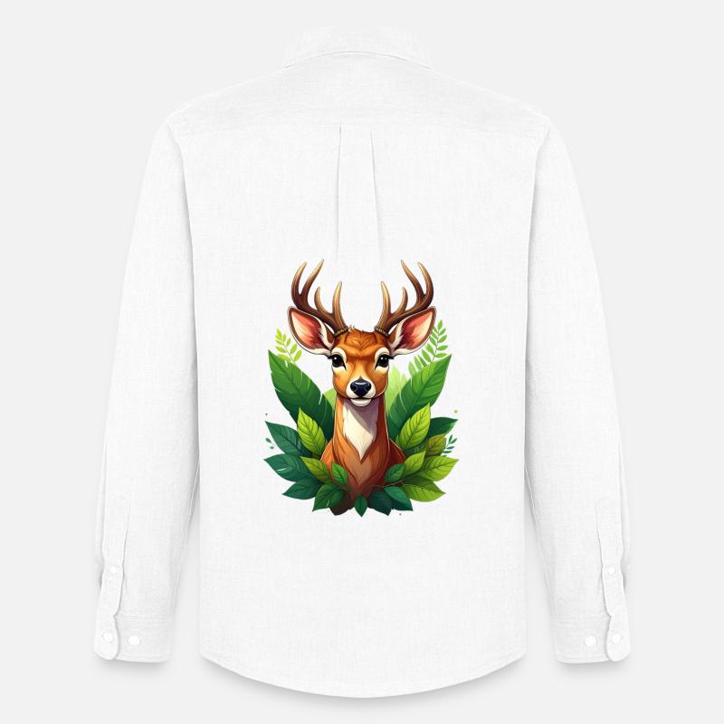 Ein Reh oder Hirsch im Wald - Männer Oxford Hemd von Stanley/Stella - Weiß