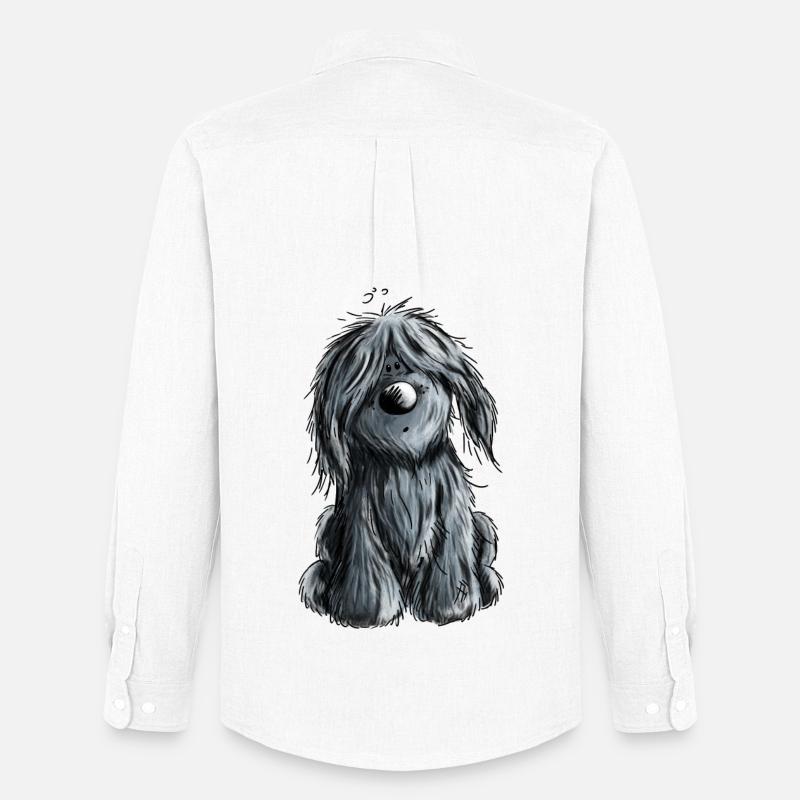 Knuffiger schwarzer Briard - Hund - Geschenk - Männer Oxford Hemd von Stanley/Stella - Weiß