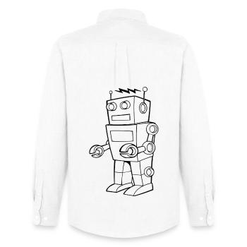 Roboter Vintage Skizze Design - Männer Oxford Hemd von Stanley/Stella - Weiß - Hinten - AI Model Male 185 dark (185cm)